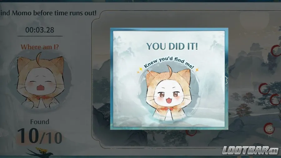 Completing a level in Momo, Where Are You.