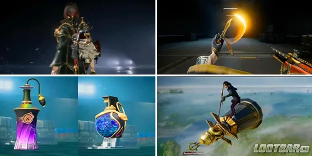 The Gilt Set Backpack, Molly, Grenade, Glider and Gun Inspect Animation.