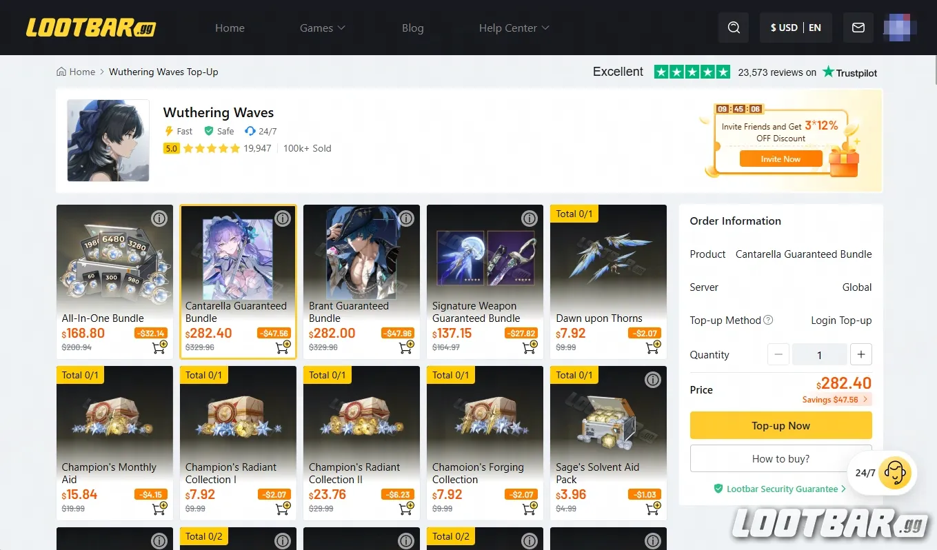 Loot Bar Wuthering Waves Top up Page