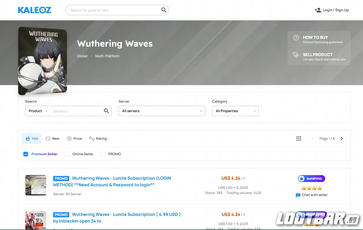 Kaleoz Wuthering Waves Top up Page