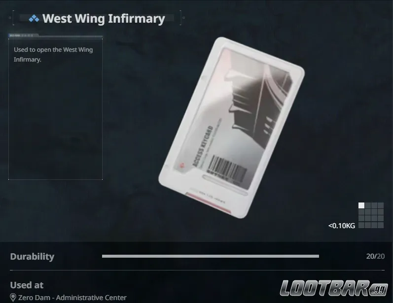 West Wing Infirmary Key Card