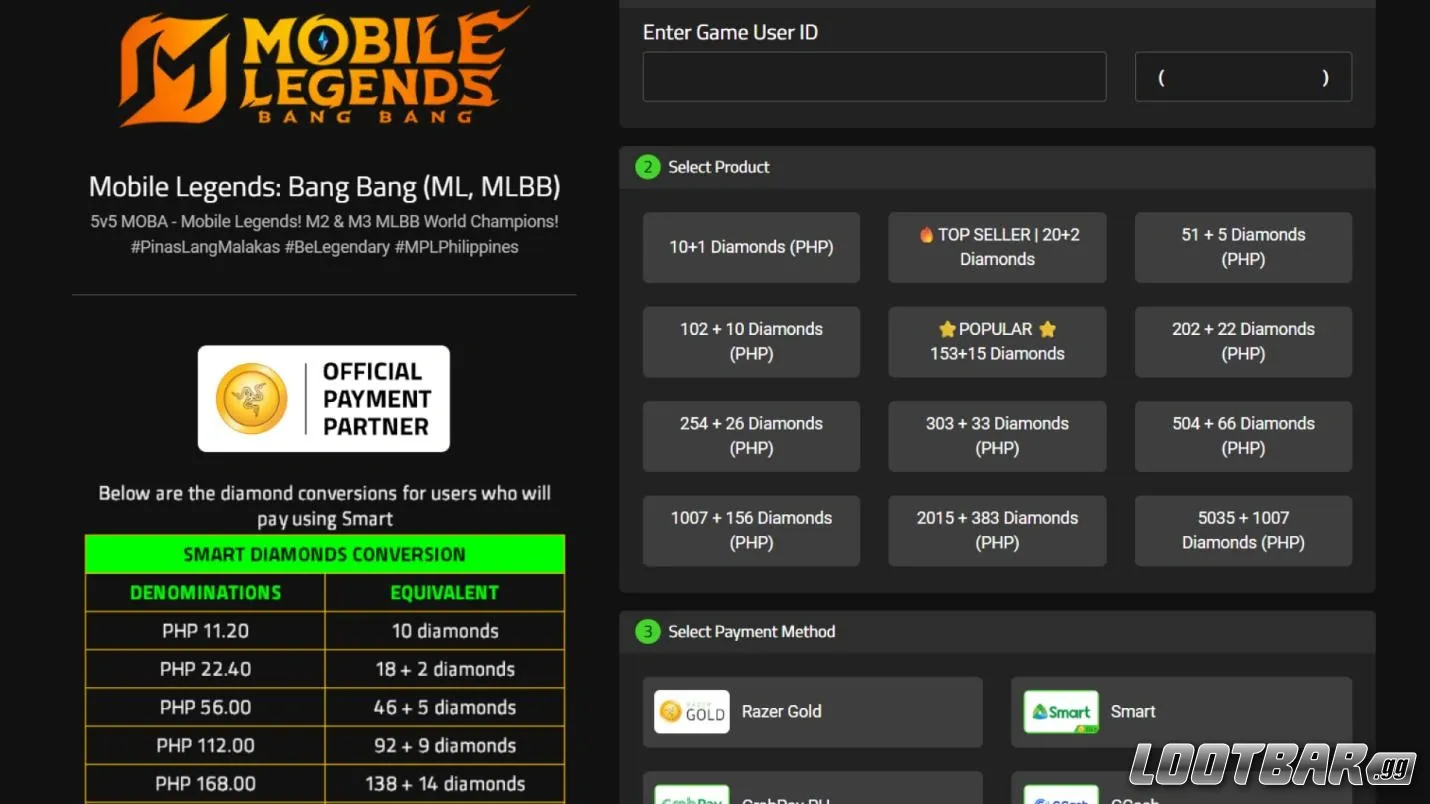 mlbb top up razer gold