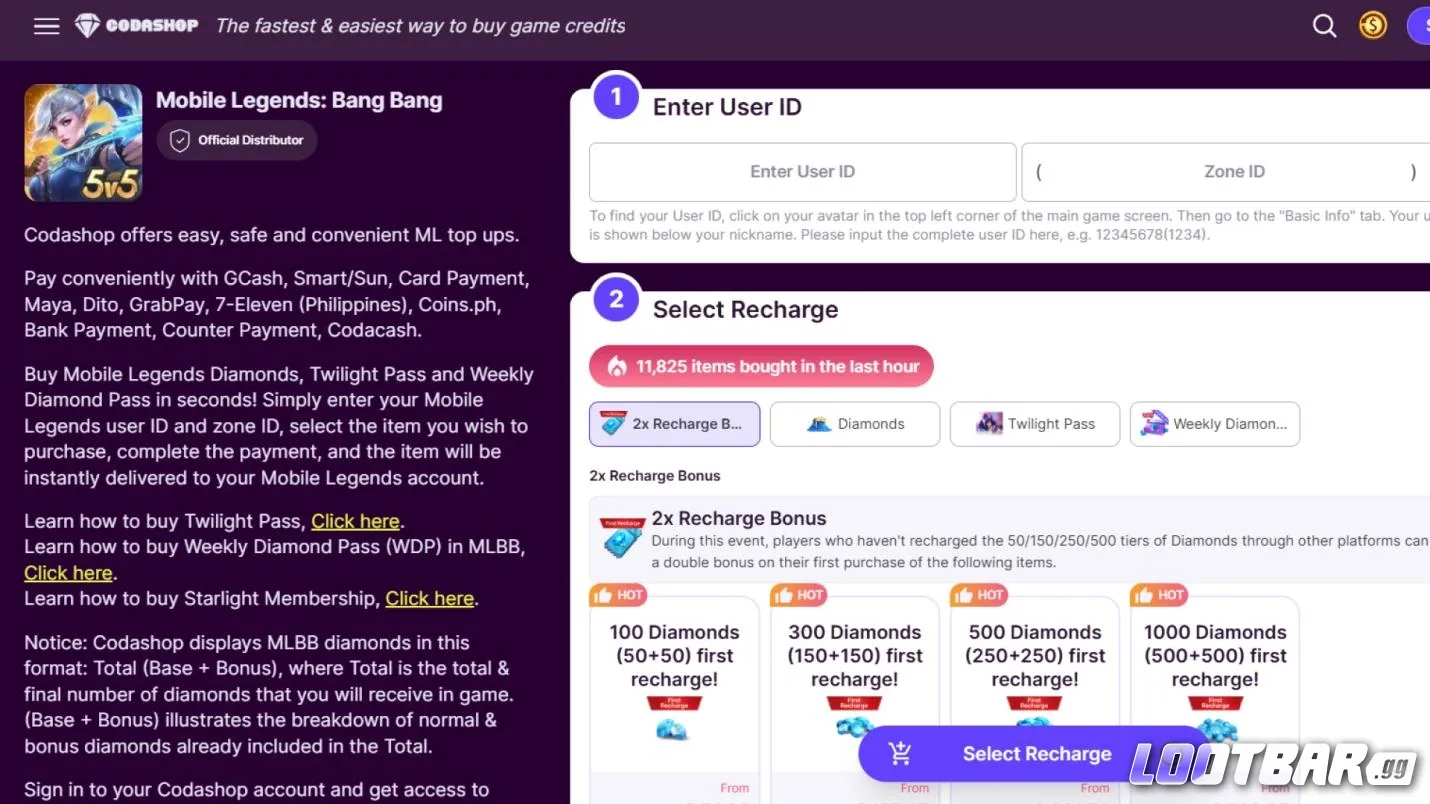 mlbb top up codashop