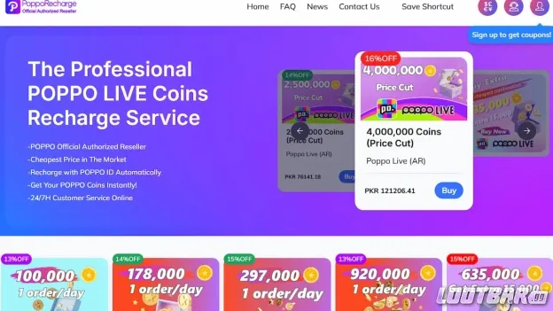 PoppoRecharge’s Poppo Live top up page.