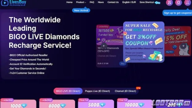 LivesBuy’s Bigo Live top up page.