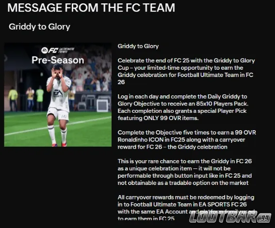 Informations sur Griddy FC 26