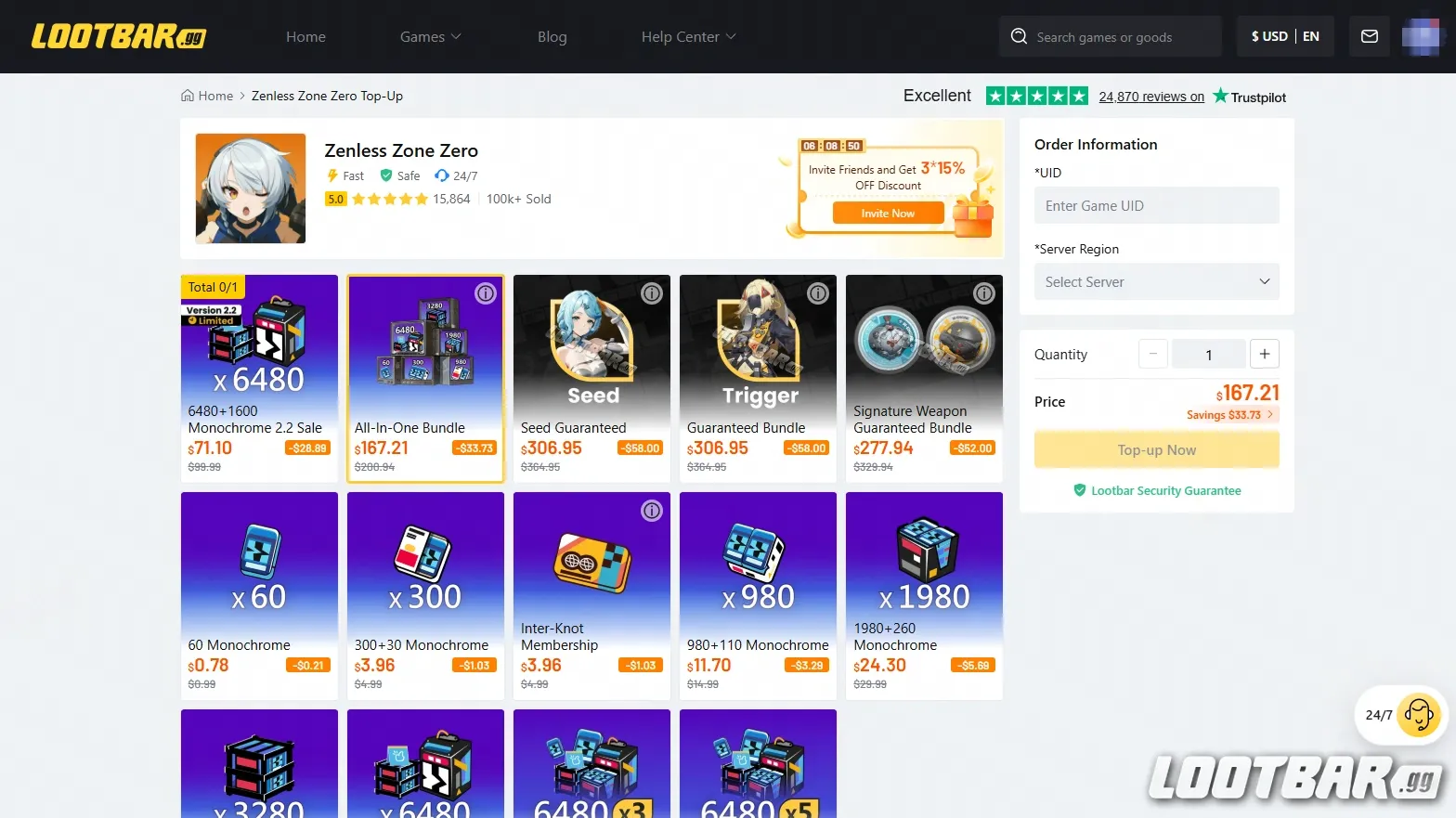 LootBar Zenless Zone Zero to up Page