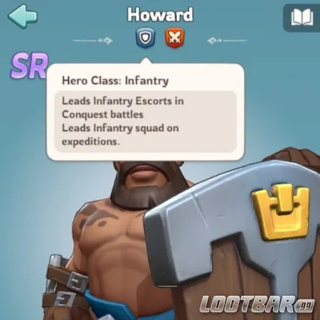 Kingshot hero Howard showcasing infantry class role