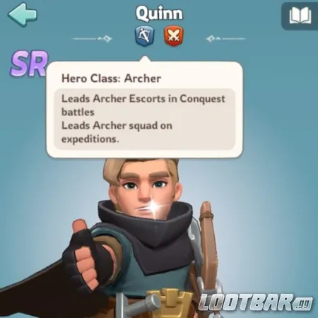 Kingshot hero Quinn showcasing archer class role