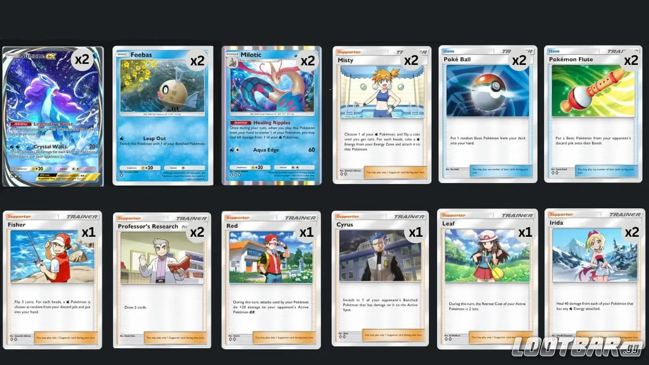 The Suicune ex X Milotic deck in Pokémon TCG Pocket.