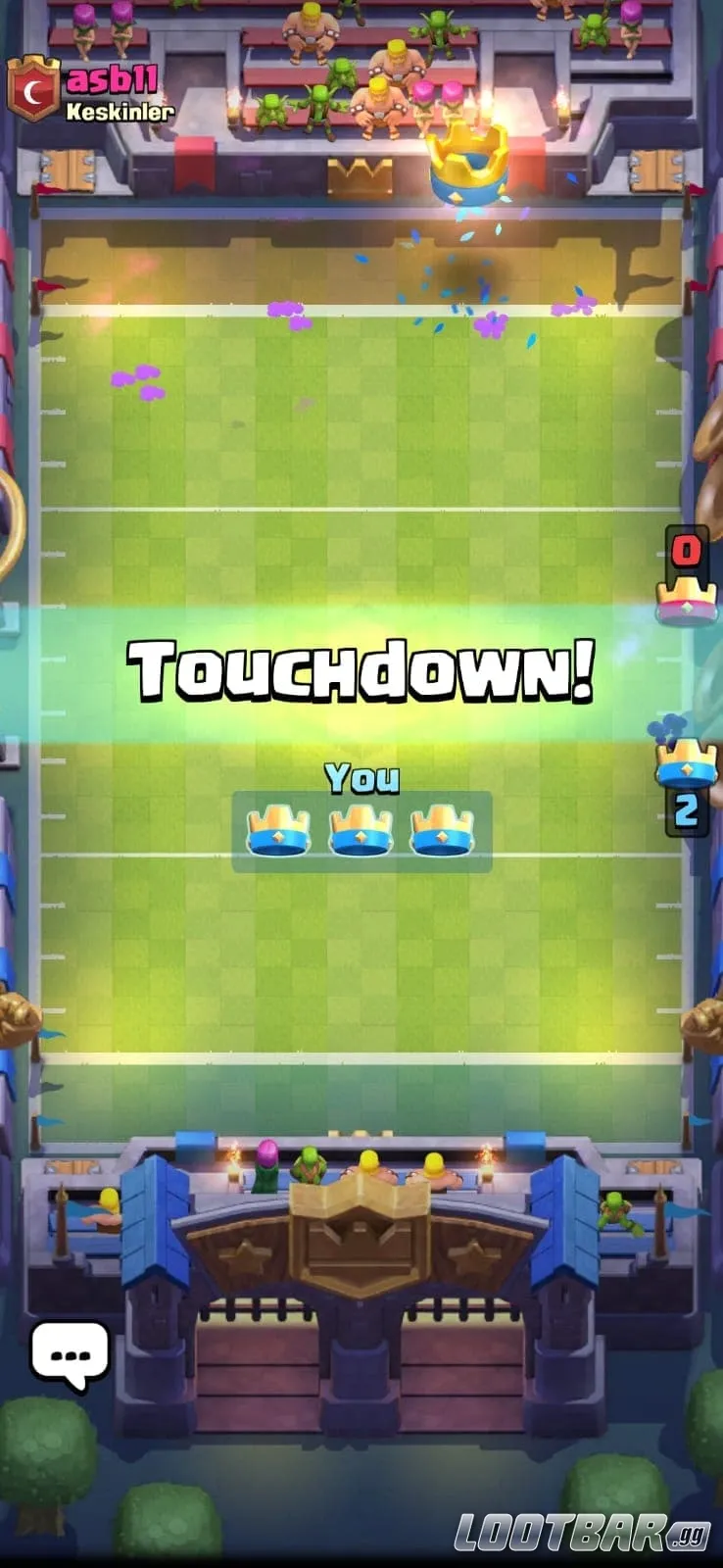 Winning a Touchdown match in Clash Royale.