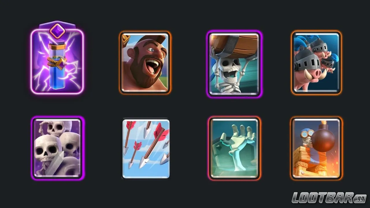 The Hogs and Bomb Tower deck in Clash Royale.