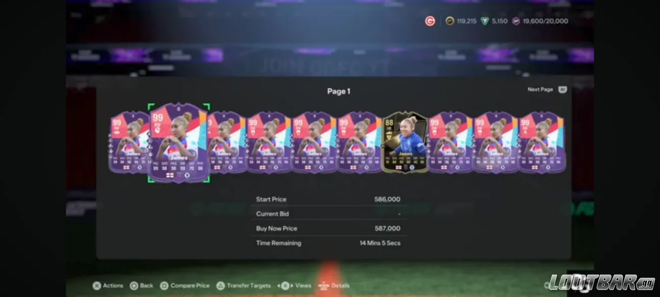 FC 26 transfer market showing coin trading opportunities.