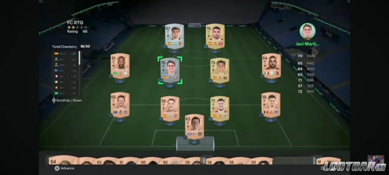 Starter squad in FC 26 Ultimate Team with pace-focused players.