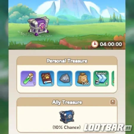 Recompensas de cofres del tesoro en la Aventura de Mascotas Kingshot