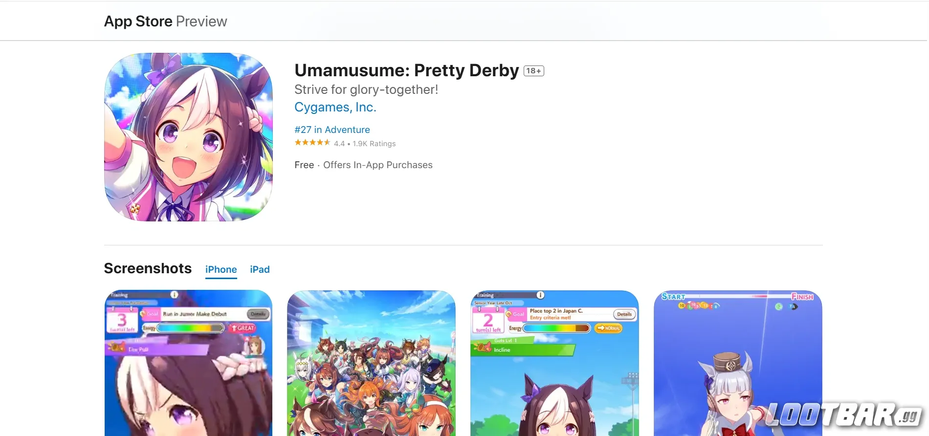 Uma Musume on Apple Store