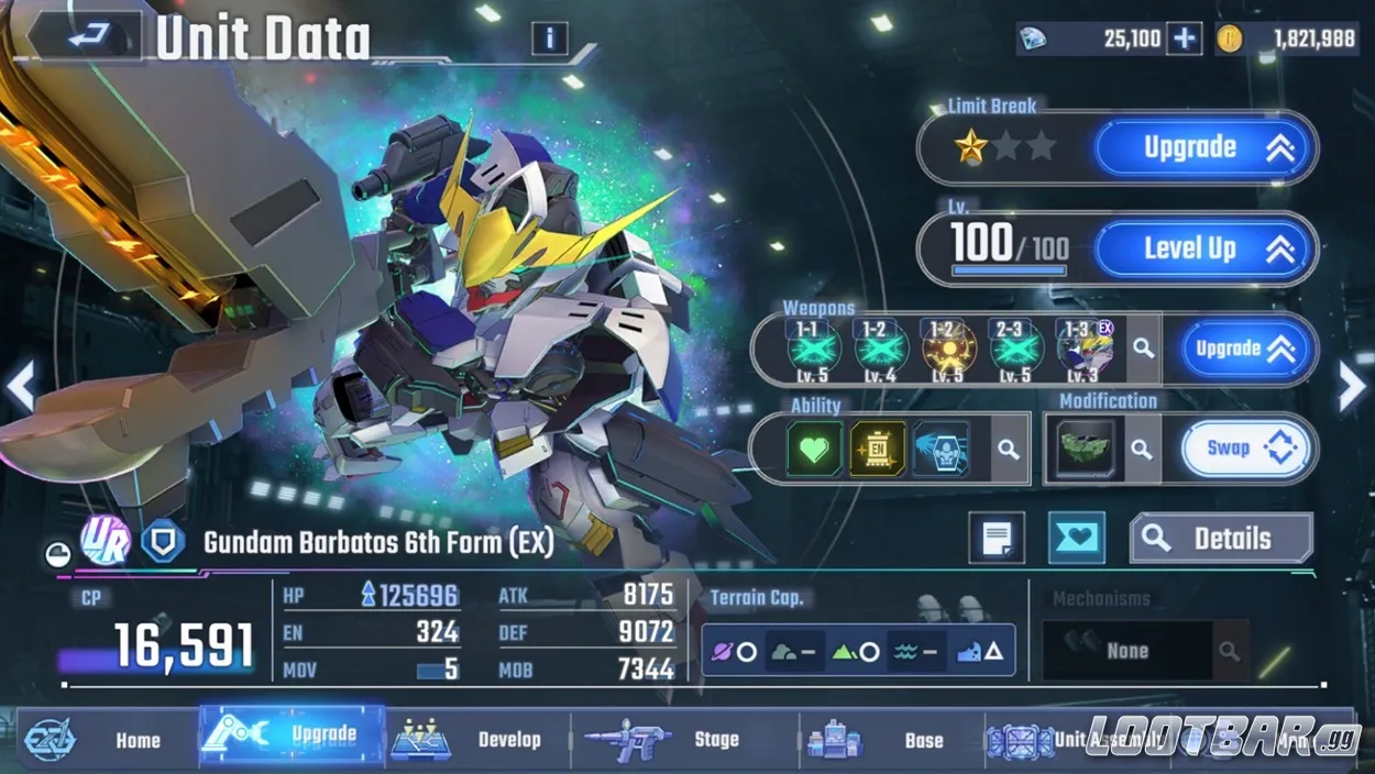 SD Gundam G Generation ETERNAL Gundam Barbatos 6th Form (EX)