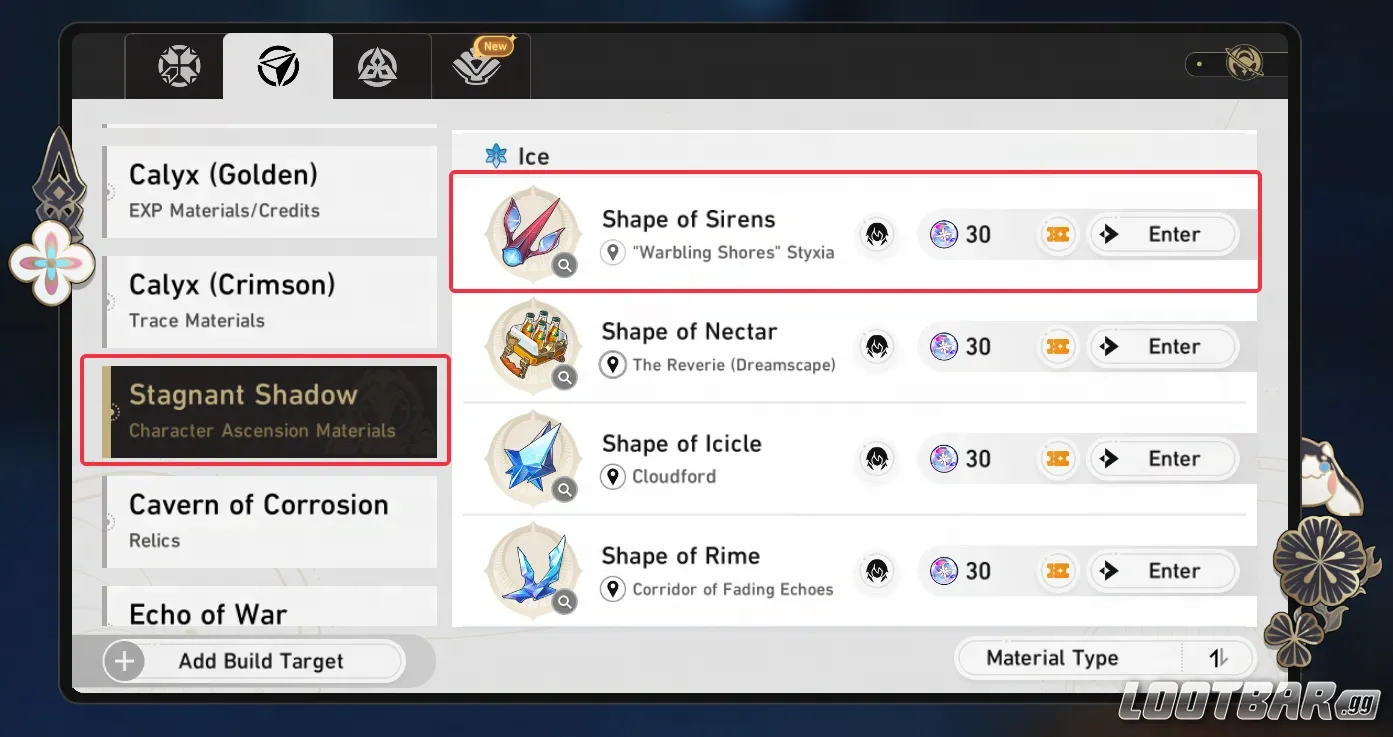 Stagnant Shadow Shape of Sirens