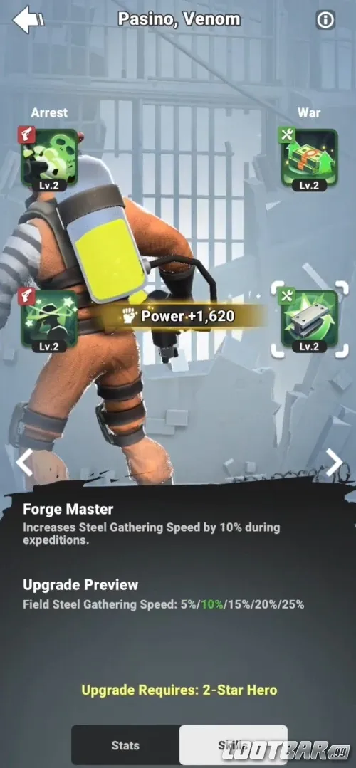 Lands of Jail Hero Upgrades - Power Increase