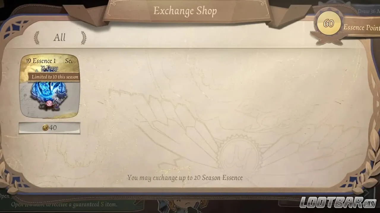 The Exchange Shop in Identity V Season 39 Essence 1