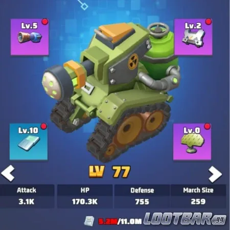 Level 77 Missile Type Unit in Last War With Exclusive Weapon and Equipment Upgrades