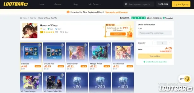 (top up Honor of Kings)