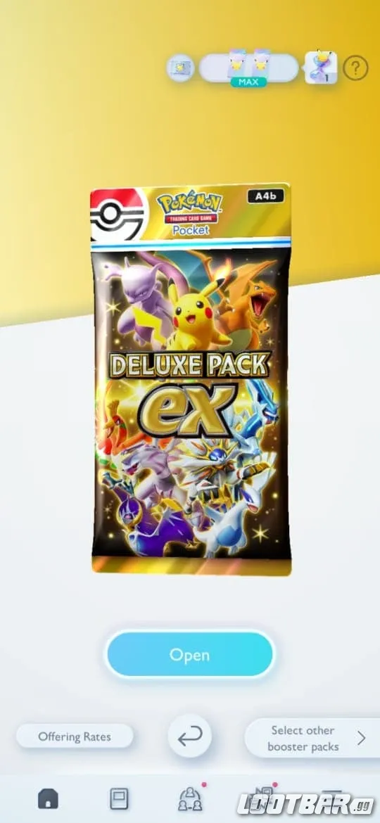 Opening the Deluxe Pack in Pokemon Tcg Pocket