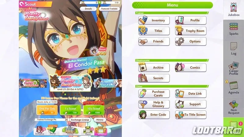 Umamusume: Pretty Derby - El Condor Pasa (Kukulkan Warrior) Trainee Spotlight and Pretty Derby Scout Banner by Lootbar.gg