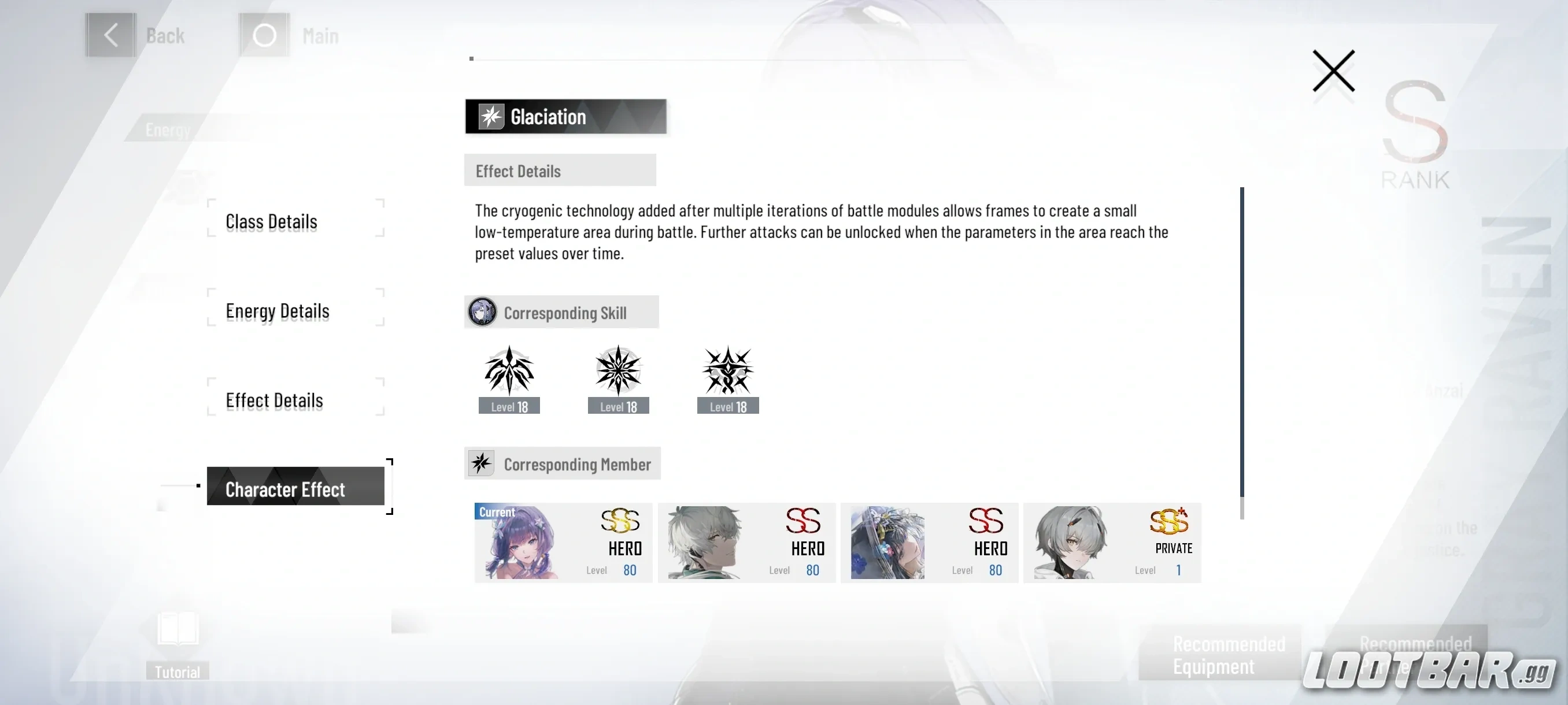 Glaciation description in-game