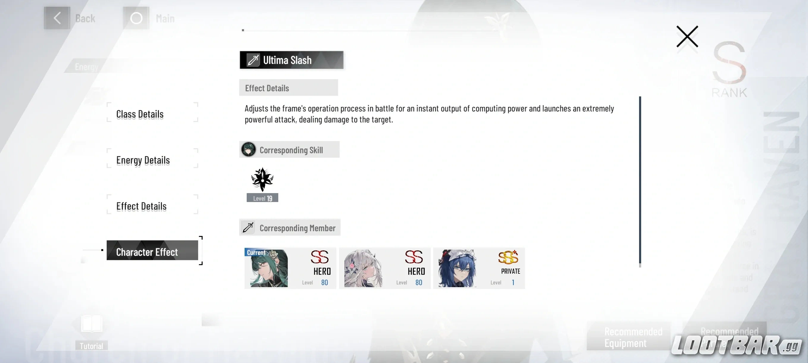 Ultima Slash decription in-game