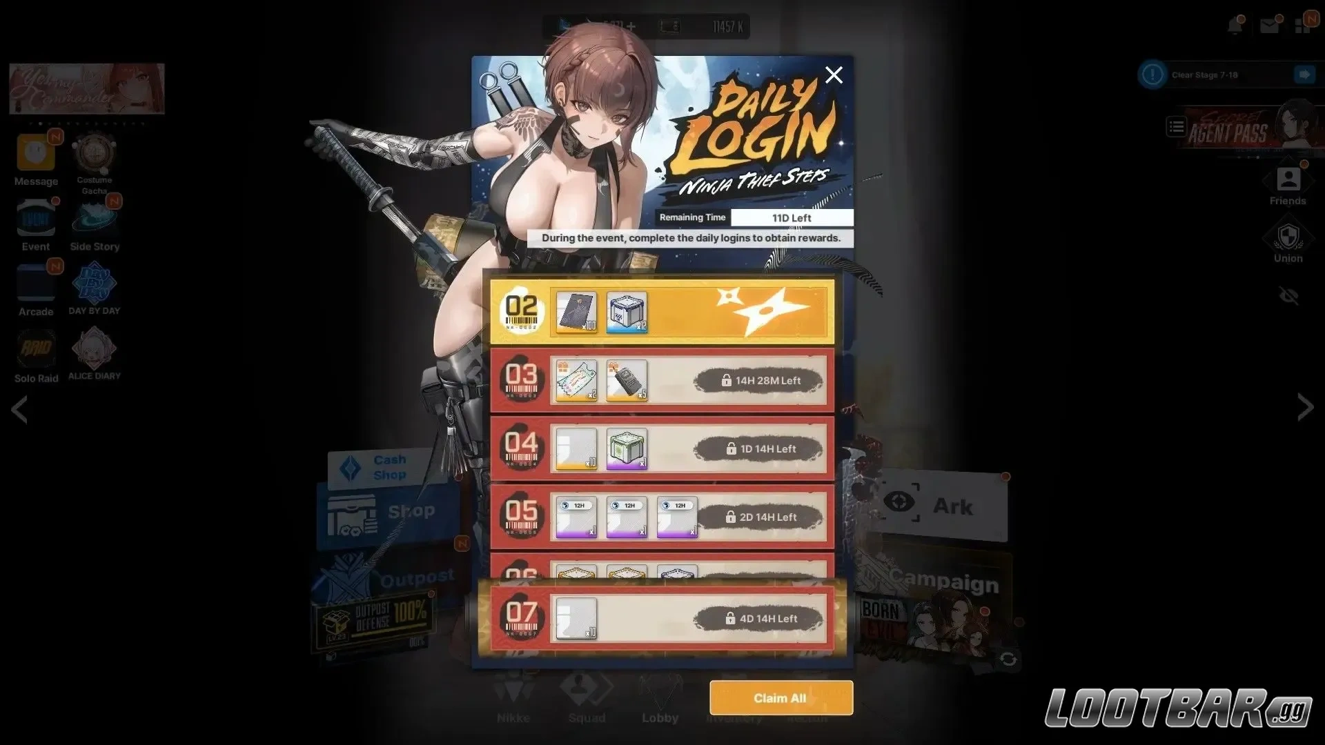 Goddess of Victory Nikke Go Ninja Thief Daily Login