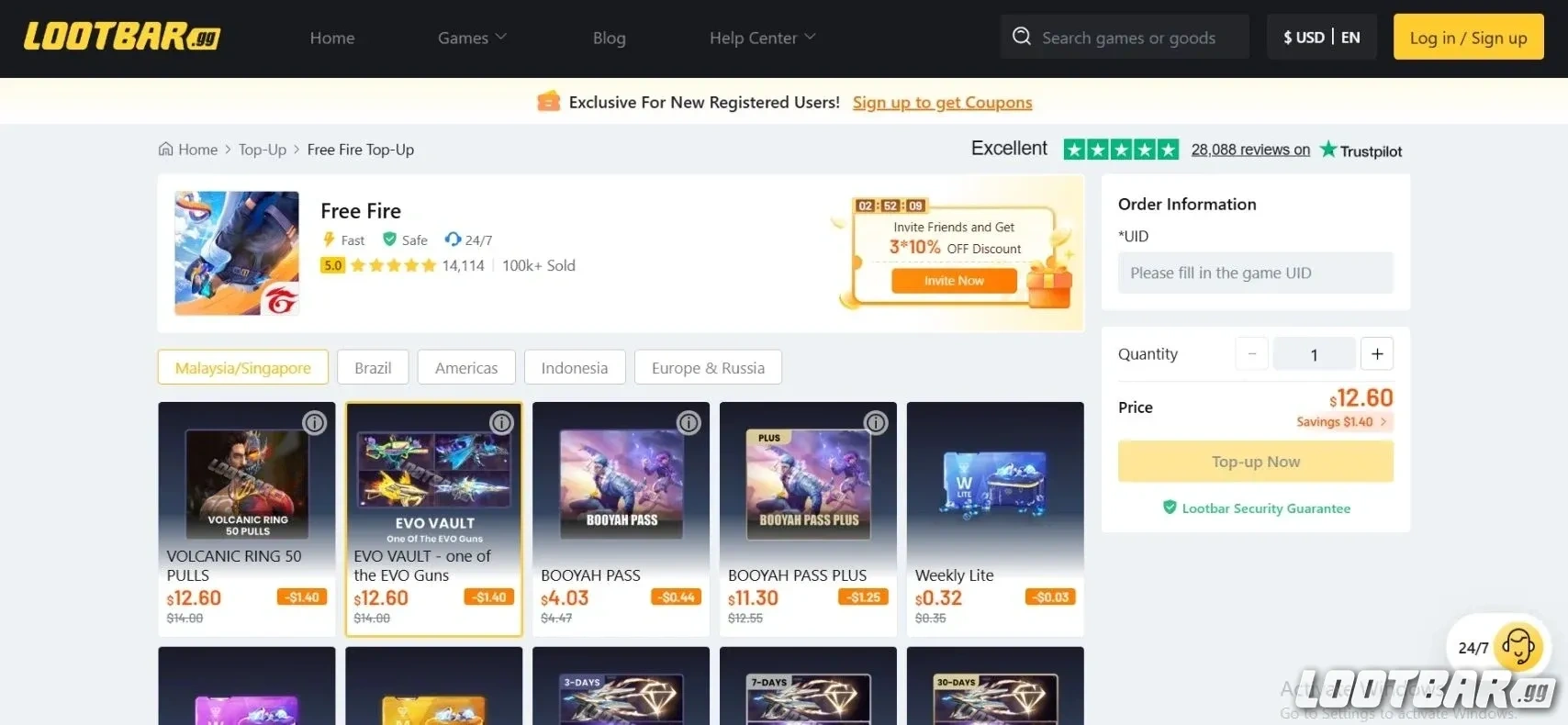 Recarga de Free Fire