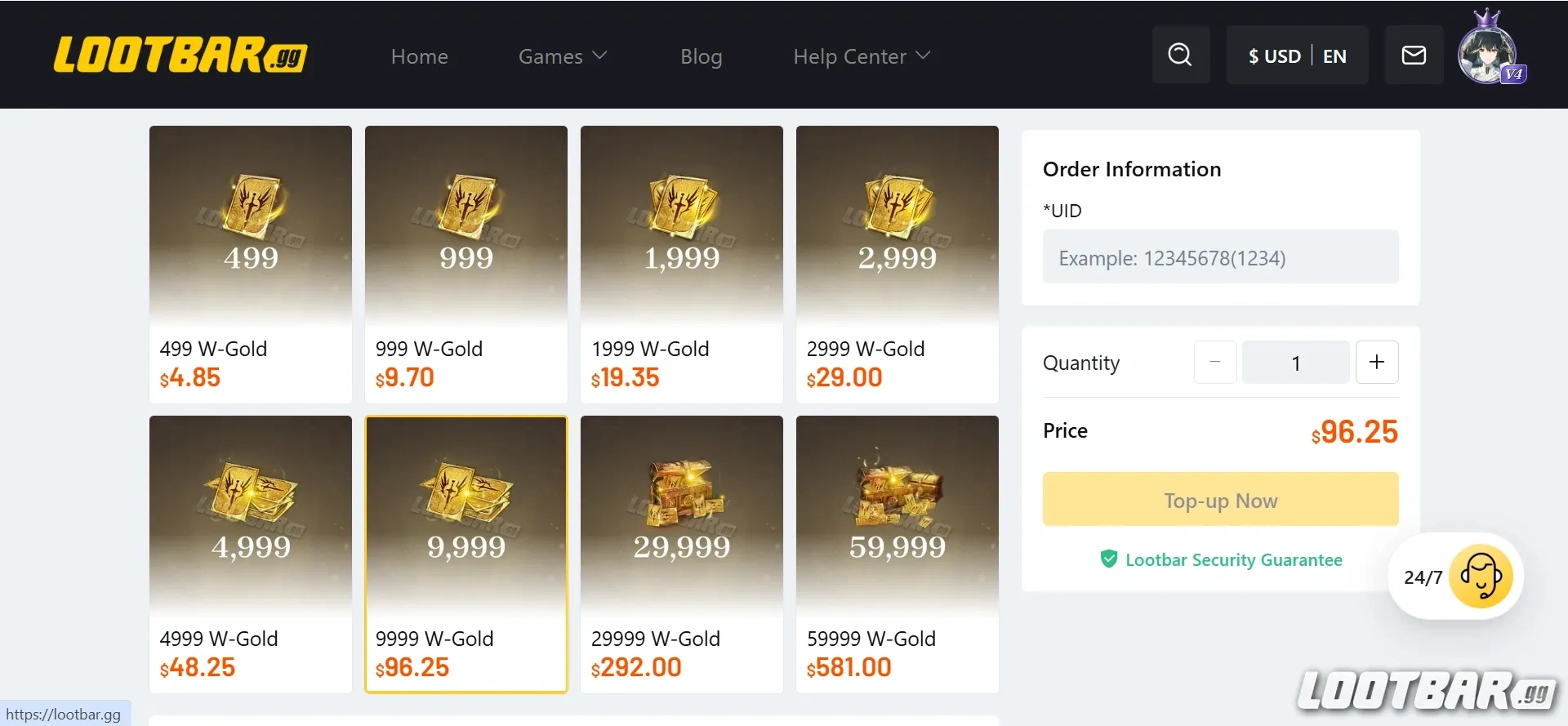 Watcher of Realms Lootbar page