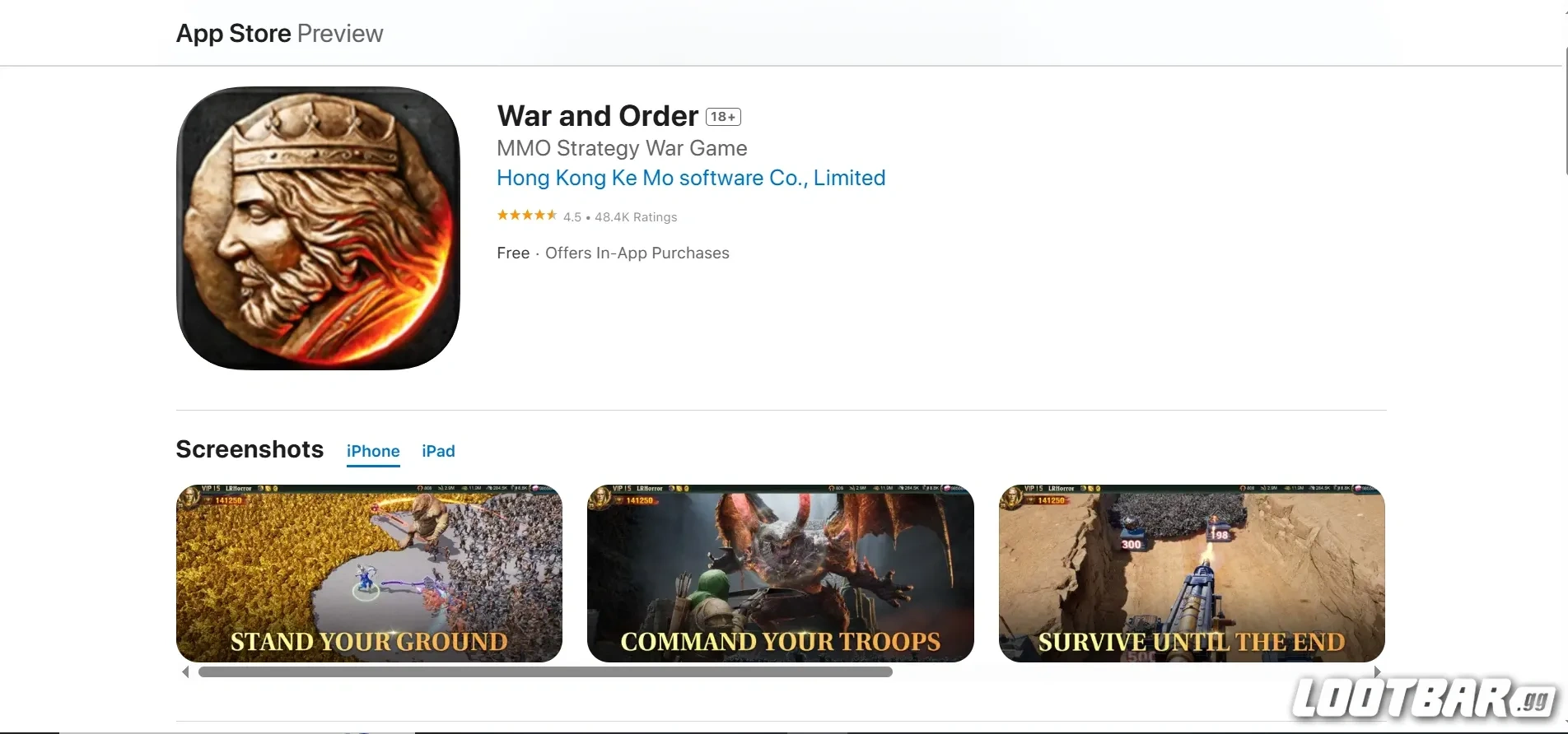 War and Order App Store