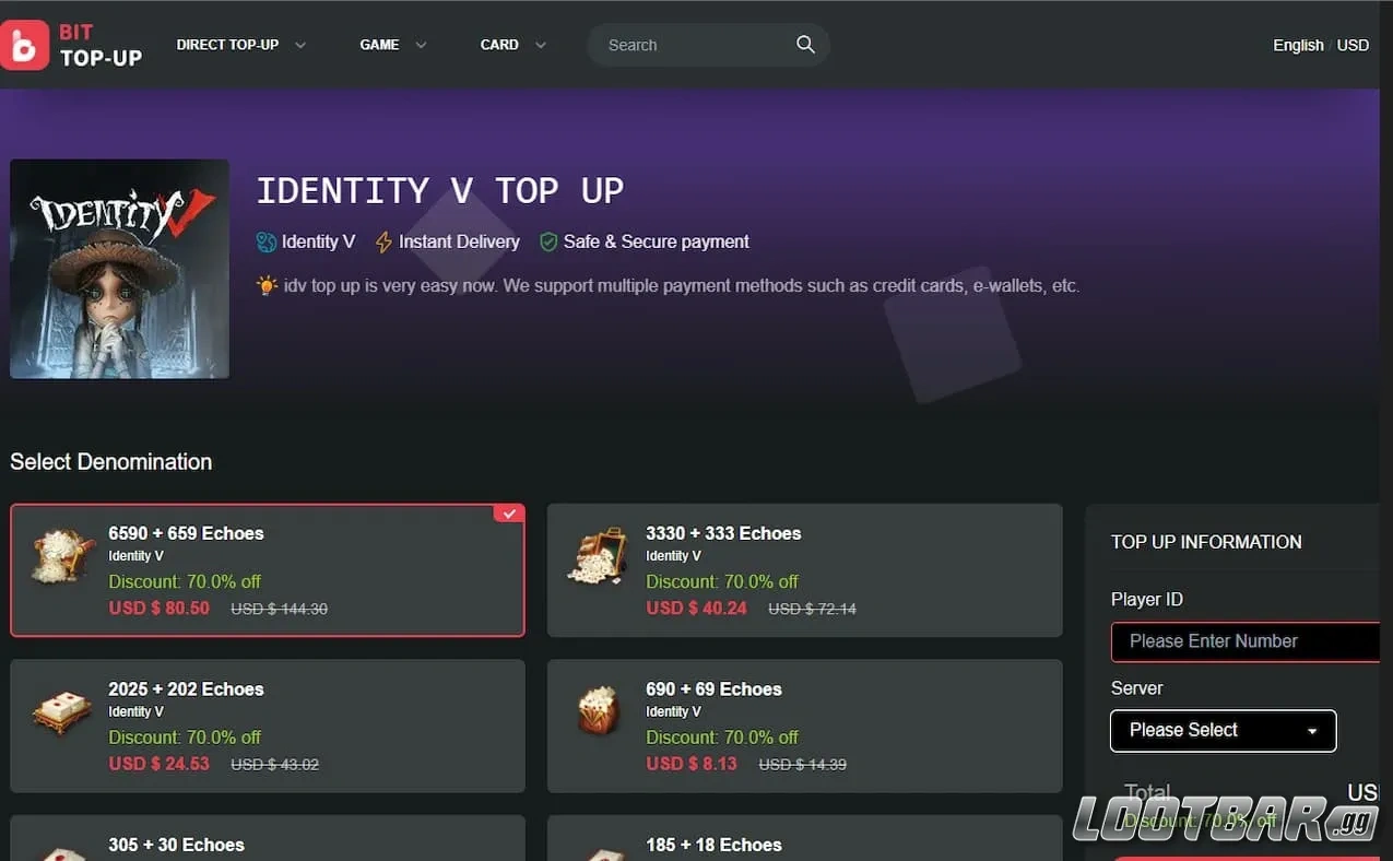 Bit Top Up's Identity V Echoes Service