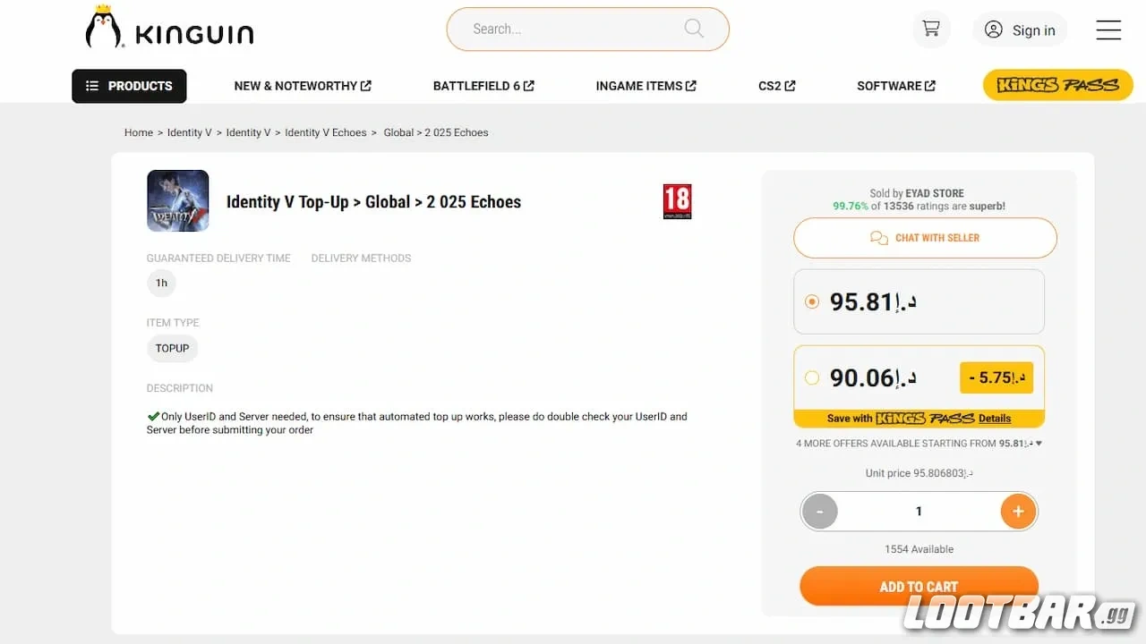 Kinguin Identity V Echoes Service