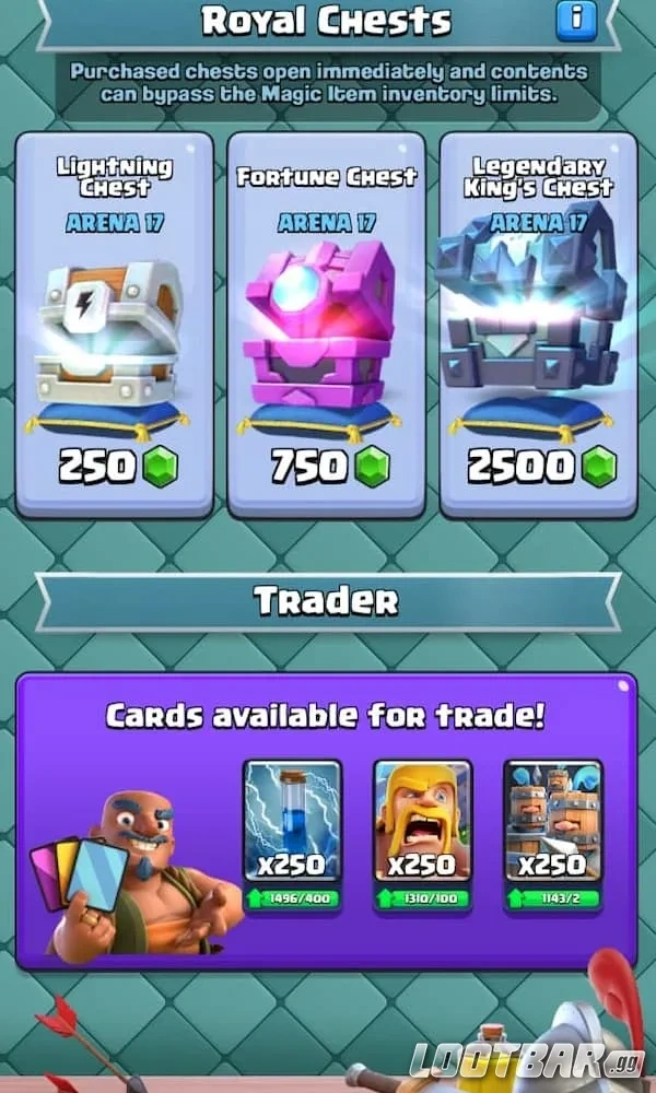 Comprar cofres con gemas en Clash Royale