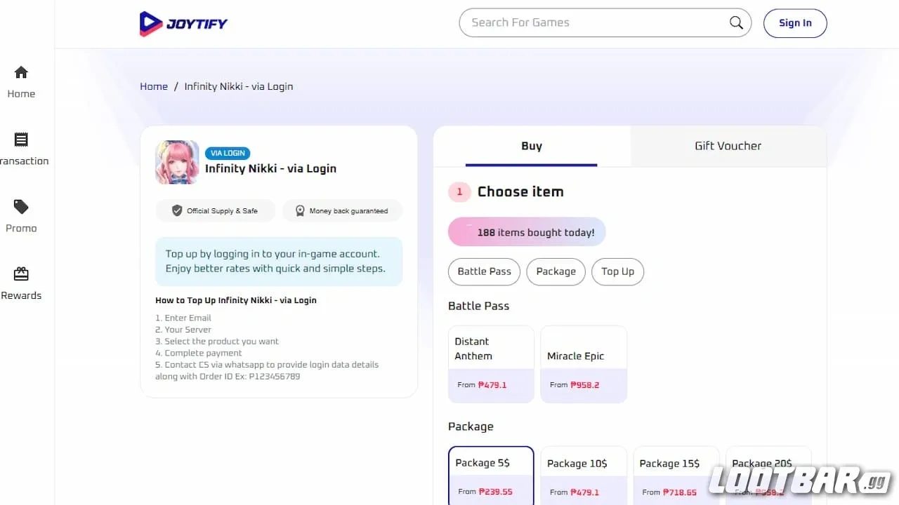 Joytify Infinity Nikki Top up Service