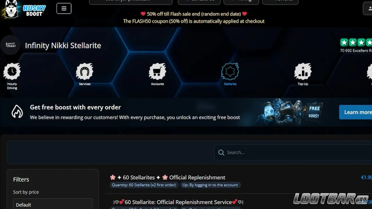 Husky Boost Infinity Nikki Top up Service