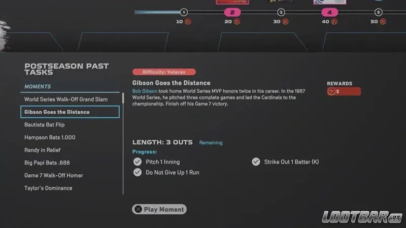 MLB The Show 25 Post-Season Past Program Missions and Moments