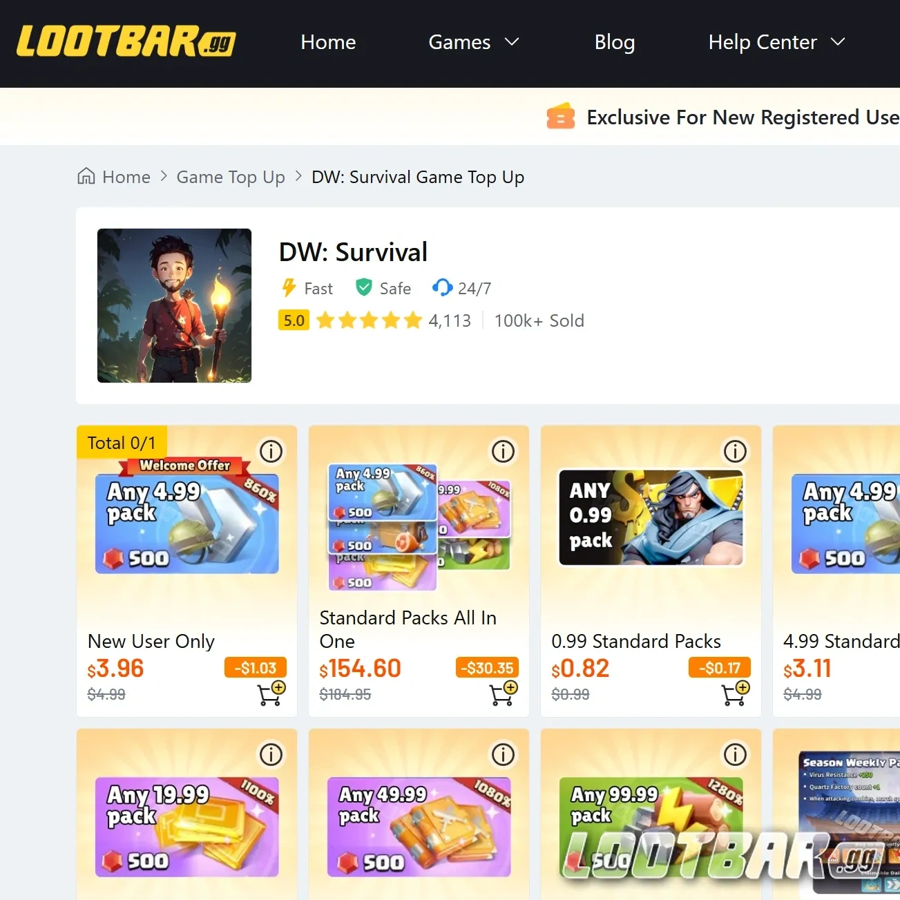 LootBar Dark War Survival Purchase Options