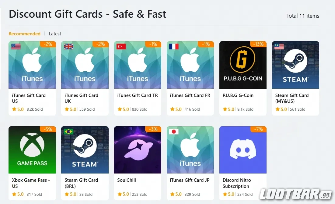 Gift Card Lootbar