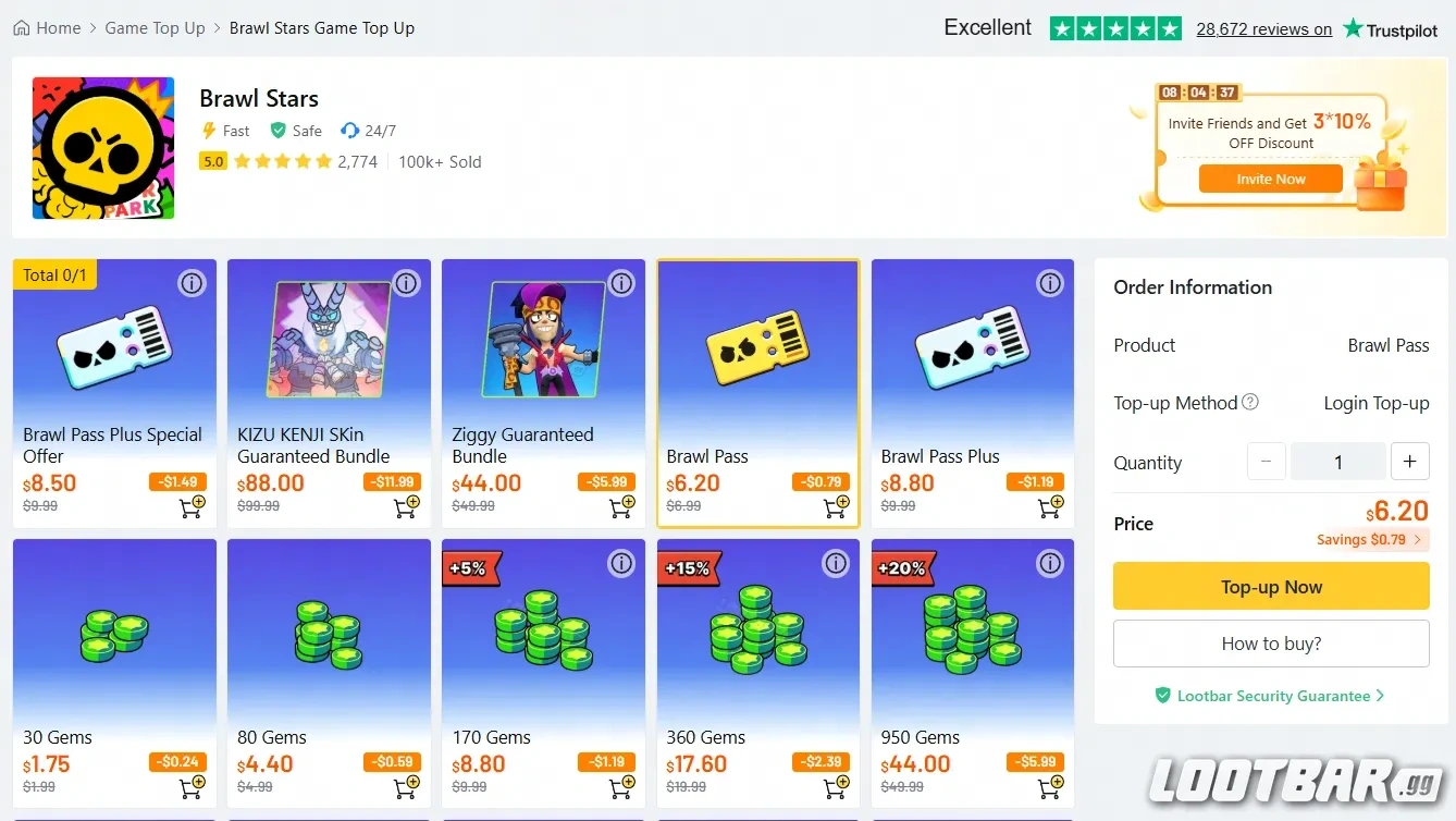 Top up Brawl Stars Lootbar