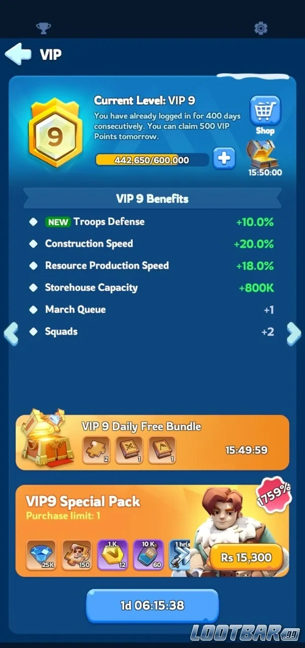 VIP-уровень в Whiteout Survival