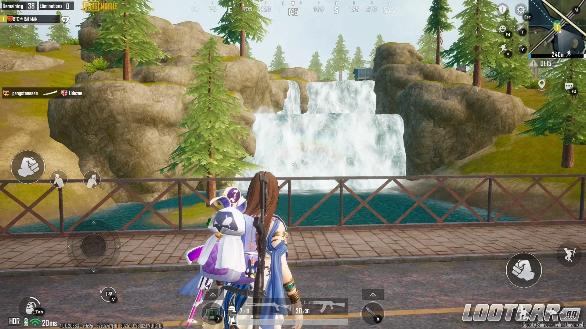Pubg Mobile Player Standing in Front of Waterfall