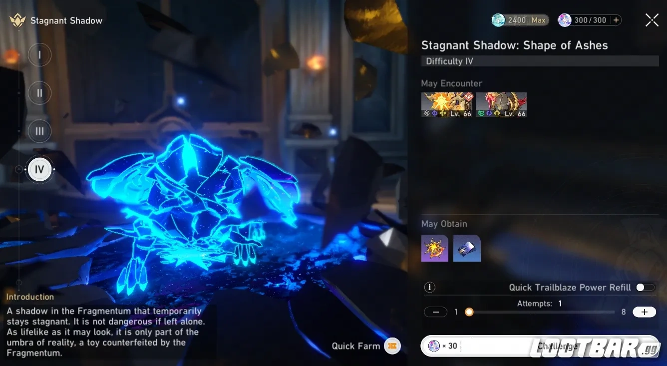 Ombra Stagnante: Forma delle Ceneri