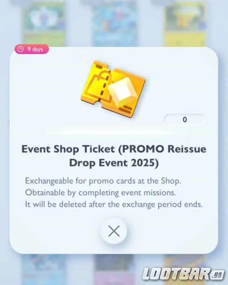 Biglietti del negozio evento in Pokémon TCG Pocket