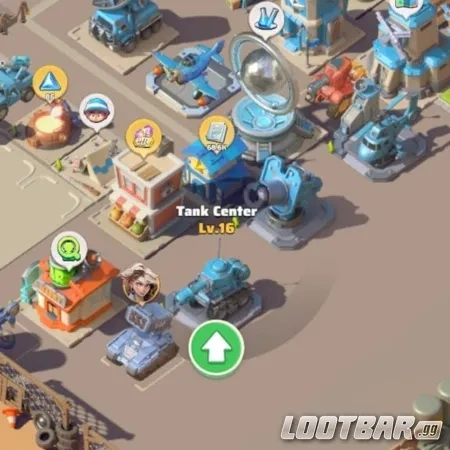 Centro de Tanques mejorado al nivel 16 en Last War