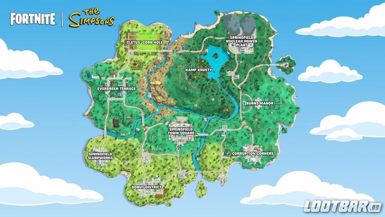 新しいフォートナイト × ザ・シンプソンズ 清泉町マップ