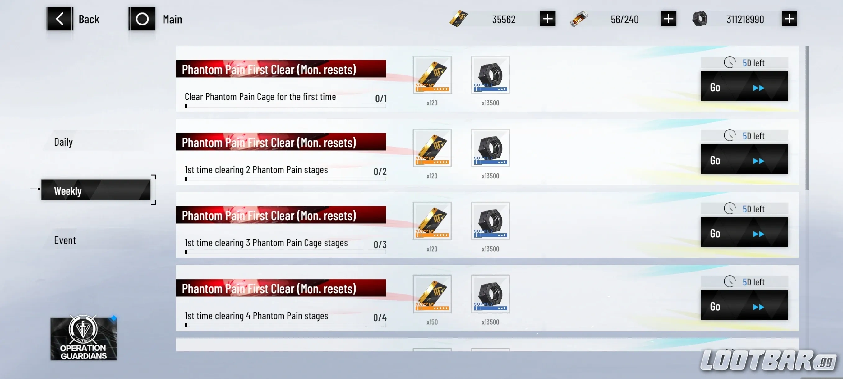 Weeklies Mission tab image